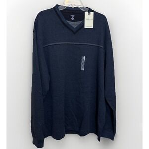 NWT Van Heusen Studio Men's 2XL Wrinkle-Free V-Neck Pullover Sweater Blue Gray